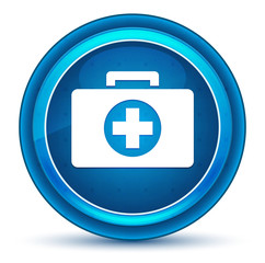 First aid kit icon eyeball blue round button