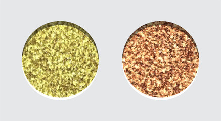 Glitter Eyeshadow Tinsel Shimmer, Lipstick or Powder. Abstract Shine Circles, Make up Palette, Vector.
