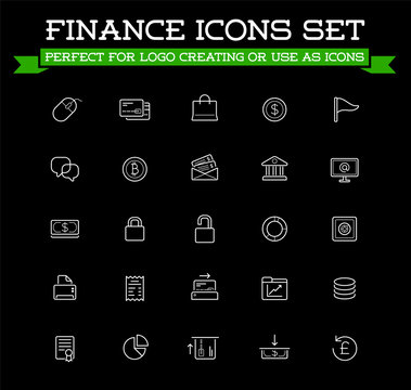 Set of Vector Banking Finance Money Icons. Payments and Income. Richness. Can be used as Logo or Icon in premium quality