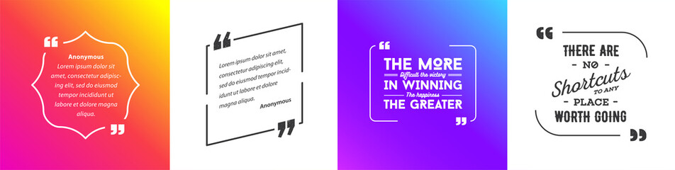 Remark Quote Template Bubble with Vivid Background. Citation Template Vector Set. T-shirts, Posters, Cards.