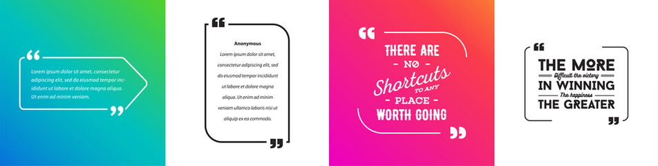 Remark Quote Template Bubble with Vivid Background. Citation Template Vector Set. T-shirts, Posters, Cards.