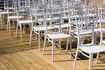 rows of white chairs furniture exterior design for some event