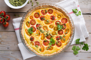 Tomato tart with pumpkin seeds