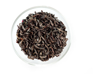  Aromatic natural black loose leaf tea shot close up