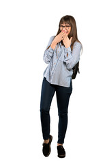 Fototapeta premium Full-length shot of Woman with glasses smiling a lot