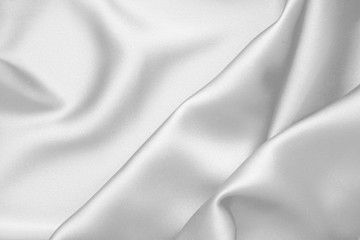 Rippled white silk fabric satin cloth waves background