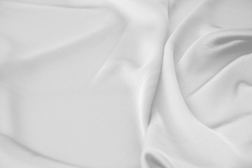 Rippled white silk fabric satin cloth waves background