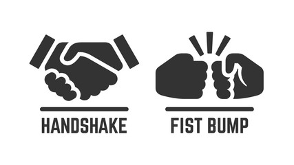 Vector handshake and fist bump icon. Partnership pictogram.