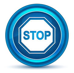 Stop sign icon eyeball blue round button