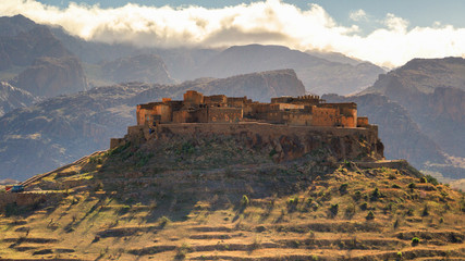 ancient mountain village Tizourgane, Anti-Atlas, Morocco - obrazy, fototapety, plakaty