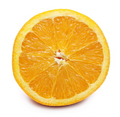 Half fresh orange isolated on white background 