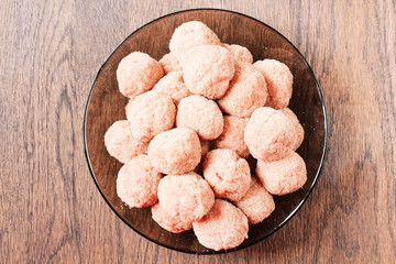 bowl of raw meatballs raw meat ready to cook