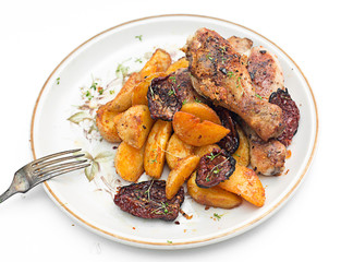 Roast chicken with potatoes