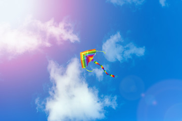 Obraz na płótnie Canvas Kite flying in the sky among the clouds