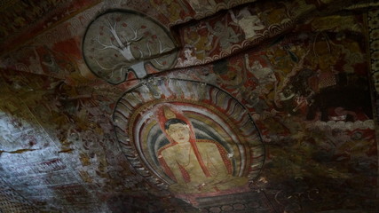 Cave temples of Dambulla in Sri lanke, buddhist caves and temples