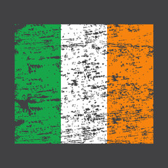 Flag of Ireland.Grunge Flag of Ireland. Ireland flag with grunge texture.Vector illustration