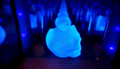 Ultraviolet polymerization of 3D printed glowing skull