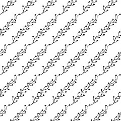 Cute trendy branch print with hand drawn branches. Sweet vector black and white branch print. Seamless monochrome lovely branch print for textile, wallpapers, wrapping paper, cards and web.