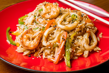 Fried rice with seafood