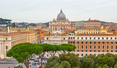 View of old town Rome and Basilica of St. Peter