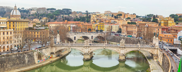 Fototapeta na wymiar Vittorio Emanuele famous bridge in Rome, Italy