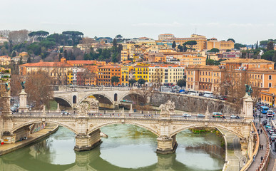 Fototapeta na wymiar Vittorio Emanuele famous bridge in Rome, Italy