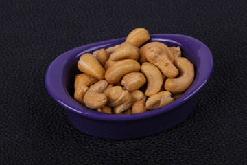 Cashew nuts heap in the bowl