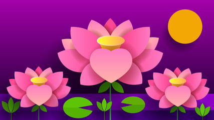 Paper Flower. Lotus. Nature Vector Illustration For Your Needs And Design