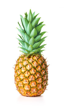 single ripe pineapple isolated on white background