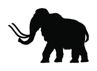 Mammoth vector silhouette illustration isolated on white background.