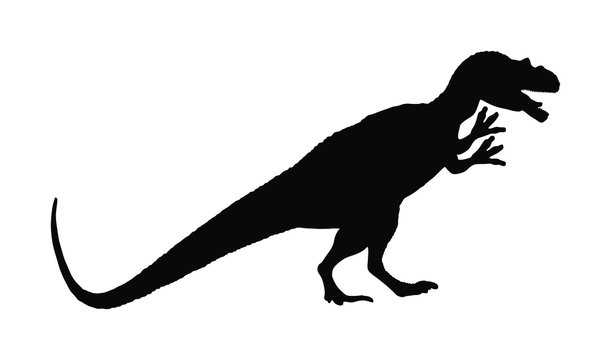 Cryolophosaurus vector silhouette isolated on white background. Dinosaurs symbol. Jurassic era. Dino sign. T Rex silhouette.