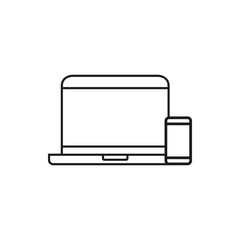 Personal devices with empty screens isolated on white. Smartphone and laptop icons in simple vector style.