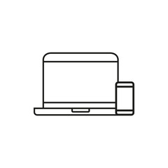 Personal devices with empty screens isolated on white. Smartphone and laptop icons in simple vector style.