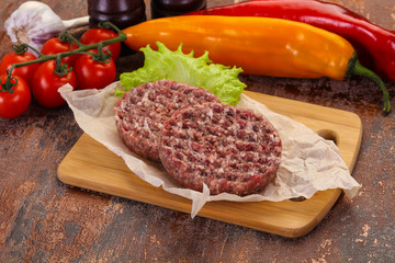 Raw burger cutlet