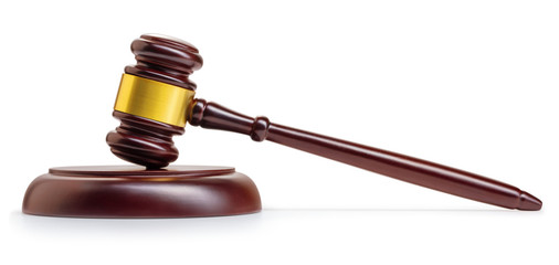 wooden gavel on white background