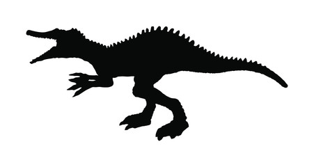 Spinosaurus vector silhouette isolated on white background. Dinosaurs symbol. Jurassic era. Dino sign.