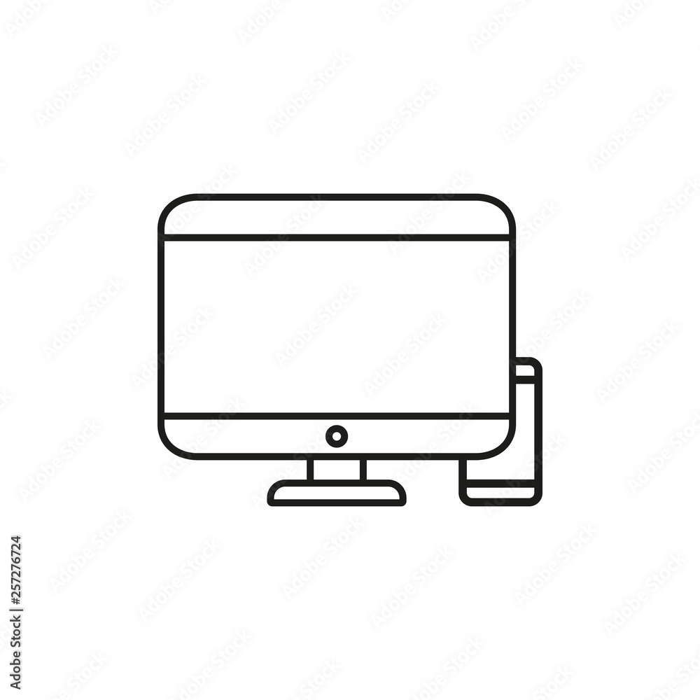 Poster personal devices with empty screens isolated on white background icon. smartphone and personal compu