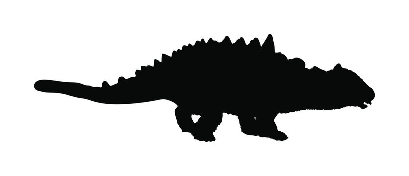 Ankylosaurus vector silhouette isolated on white background. Dinosaurs symbol. Jurassic era. Dino sign.