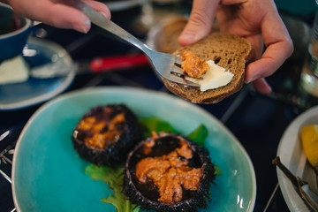 Sea urchin. Caviar. Seafood.