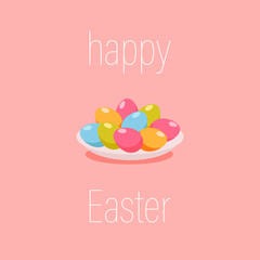 happy Easter. greeting card with colored eggs. vector