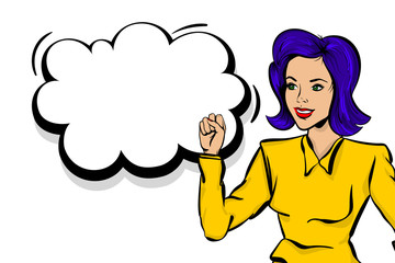 Obraz premium Pop art woman retro girl happy face