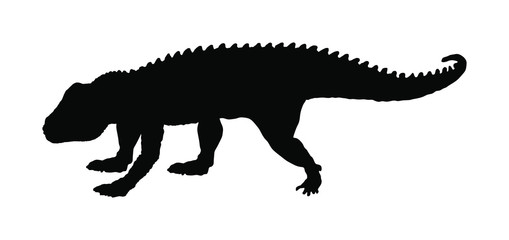 Postosuchus vector silhouette isolated on white background. Dinosaurs symbol. Jurassic era. Dino sign. Big lizard dragon.