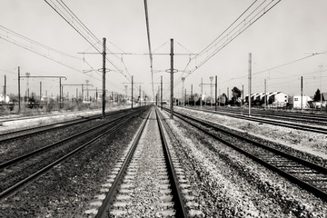 black and white railroad