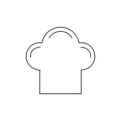 Flat line monochrome chef hat icon for web sites and apps. Minimal simple black and white chef hat icon. Isolated vector black chef hat icon on white background.