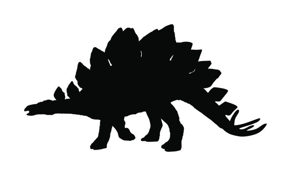 Stegosaurus vector silhouette isolated on white background. Dinosaurs symbol. Jurassic era. Dino sign.