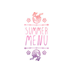 Hand Drawn Summer Slogan Isolated on White. Summer Menu