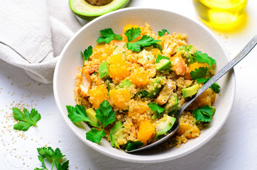 Quinoa Salad with Orange, Chicken and Avocado, Healthy Meal
