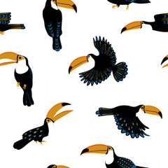 Seamless Pattern With Funny Toucan Birds. © Annykos