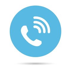 Call icon. Phone icon vector. telephone icon. White sign on a blue circle.
