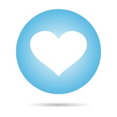 Heart icon, white heart with shadow on white background